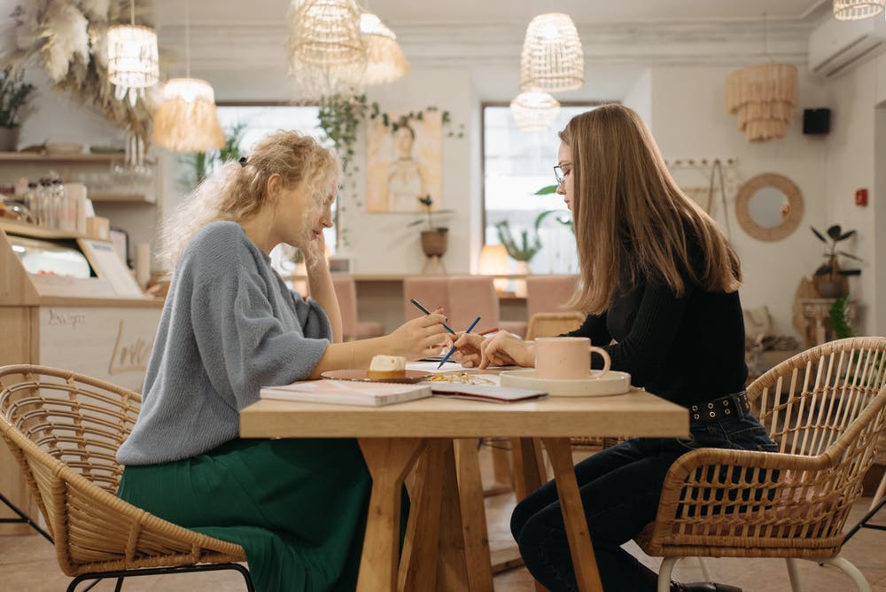 Two people working in a coffee shop